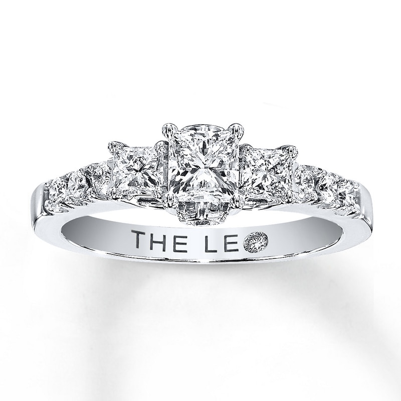 Previously Owned THE LEO Engagement Ring 7/8 ct tw Princess & Round-cut Diamonds 14K White Gold