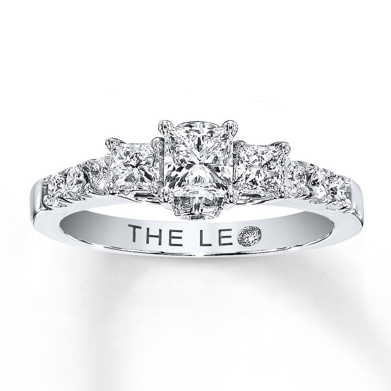 Main Image 1 of Previously Owned THE LEO Engagement Ring 7/8 ct tw Princess & Round-cut Diamonds 14K White Gold Size 10.75