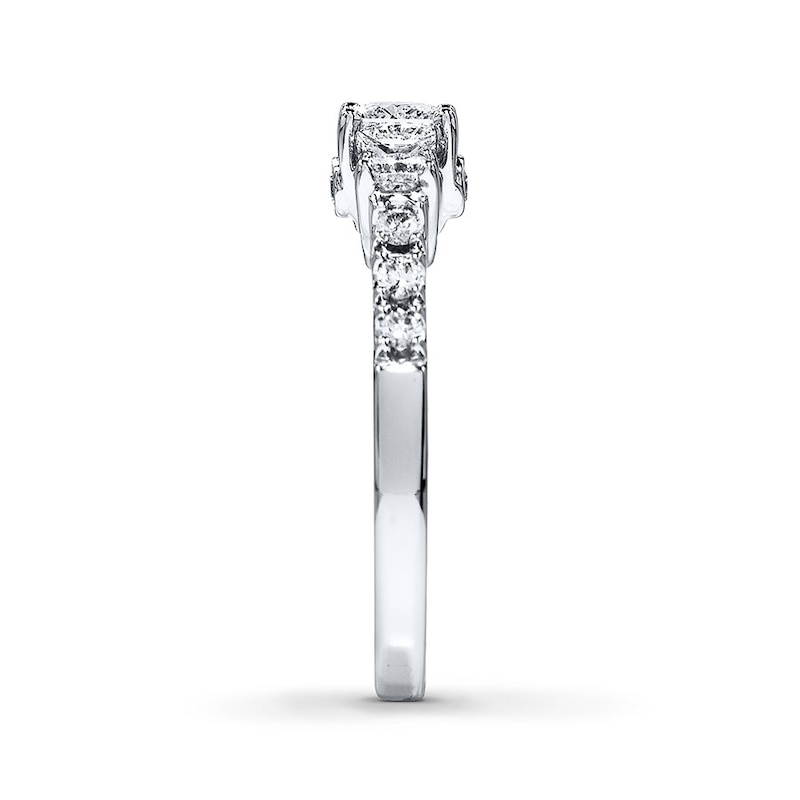 Previously Owned THE LEO Engagement Ring 7/8 ct tw Princess & Round-cut Diamonds 14K White Gold - Size 10.75