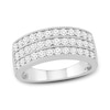 Previously Owned Triple Row Diamond Ring 1 ct tw Round-cut 10K White Gold