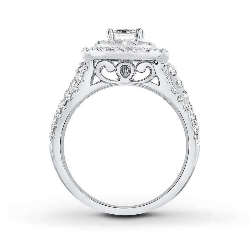 Main Image 2 of Previously Owned THE LEO Engagement Ring 1-1/4 ct tw Princess & Round-cut Diamonds 14K White Gold - Size 9