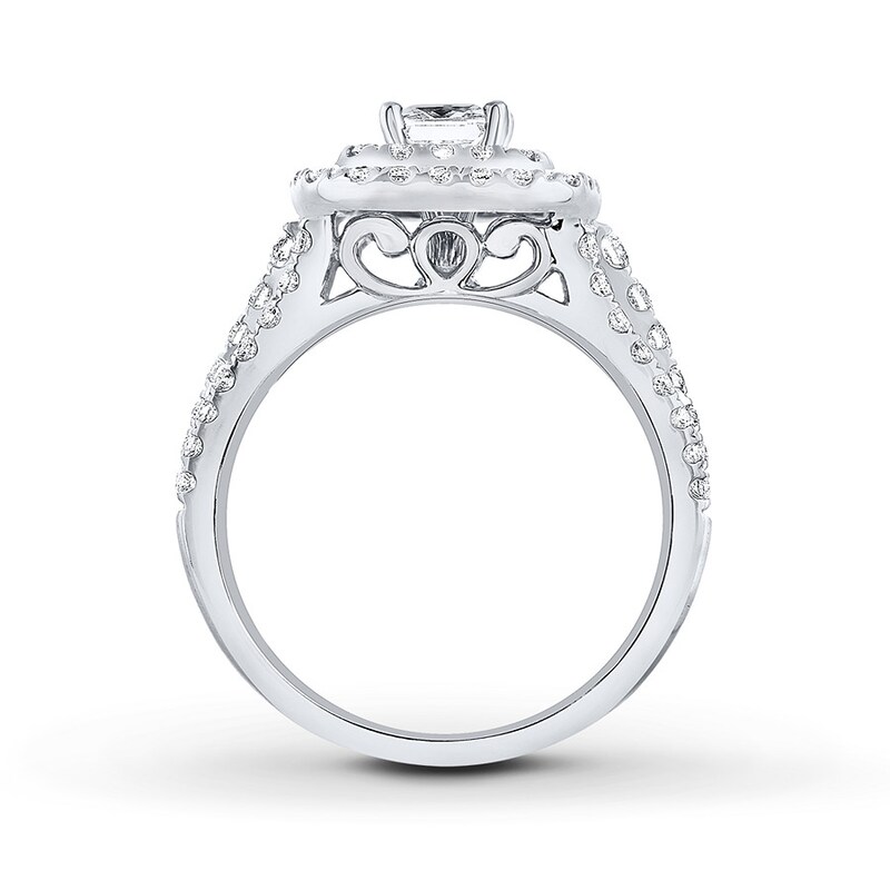 Previously Owned THE LEO Engagement Ring 1-1/4 ct tw Princess & Round-cut Diamonds 14K White Gold - Size 9