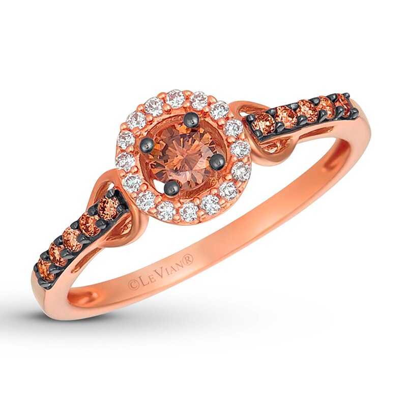 Main Image 1 of Previously Owned Le Vian Chocolate Diamonds 1/3 ct tw Round-cut Ring 14K Strawberry Gold - Size 4.5