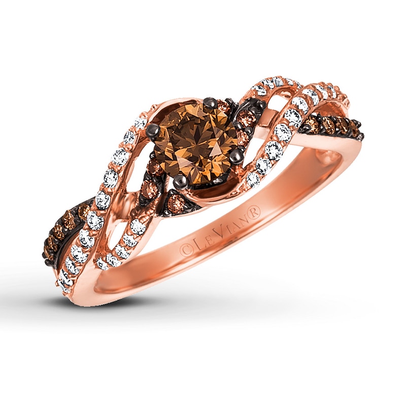 Previously Owned Le Vian Chocolate Diamond Ring 3/4 ct tw Round-cut 14K Strawberry Gold