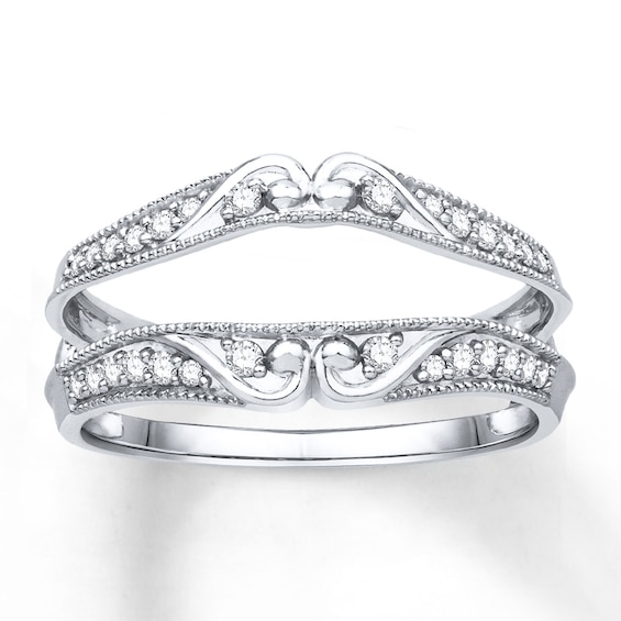 Previously Owned Diamond Enhancer Ring 1/5 ct tw Round-cut 10K White Gold Size 10.5