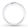 Thumbnail Image 2 of Previously Owned Men's Sapphire Ring 1/10 ct tw Square-cut Diamond 10K White Gold - Size 5.5