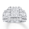 Previously Owned Engagement Ring 3-1/2 ct tw Princess, Baguette & Round-cut Diamonds 14K White Gold