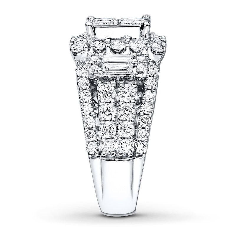 Main Image 3 of Previously Owned Engagement Ring 3-1/2 ct tw Princess, Baguette & Round-cut Diamonds 14K White Gold Size 11.25