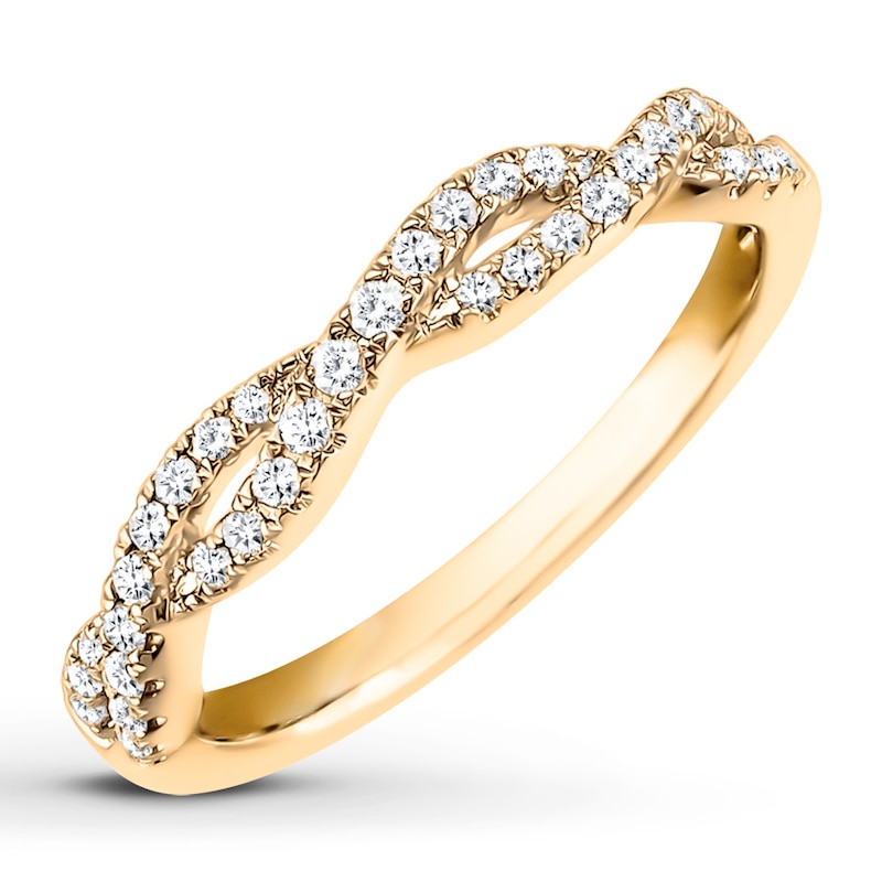 Main Image 1 of Previously Owned Diamond Anniversary Band 1/4 ct tw Round-cut 10K Yellow Gold - Size 3.75