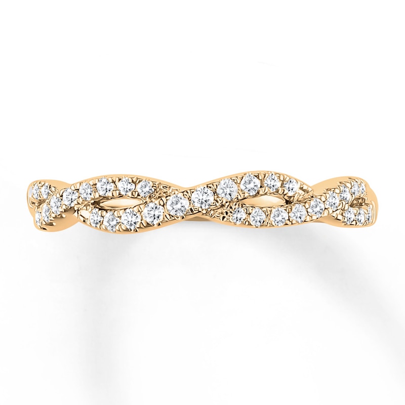Main Image 4 of Previously Owned Diamond Anniversary Band 1/4 ct tw Round-cut 10K Yellow Gold - Size 3.75