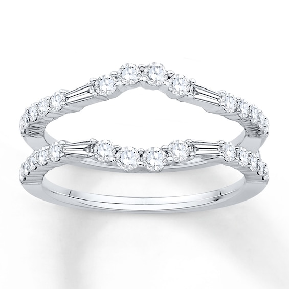 Previously Owned Diamond Enhancer Ring 3/4 ct tw Round & Baguette-cut 14K White Gold Size 3.75