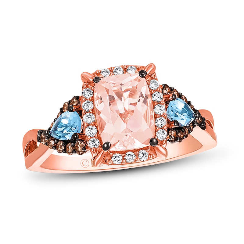 Previously Owned Le Vian Morganite Ring 1/3 ct tw Round-cut Diamonds 14K Strawberry Gold
