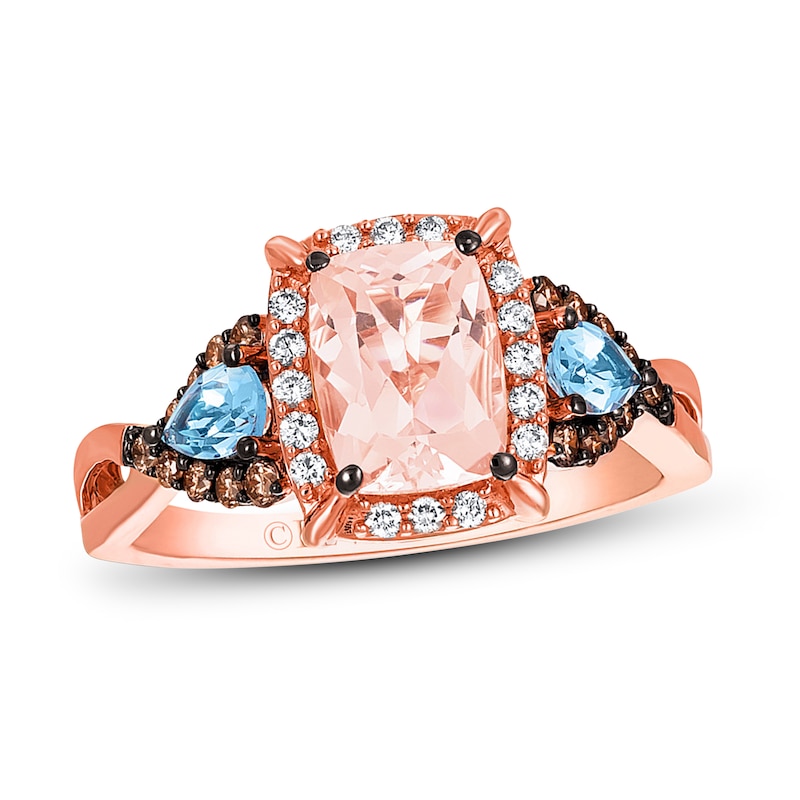 Main Image 1 of Previously Owned Le Vian Morganite Ring 1/3 ct tw Round-cut Diamonds 14K Strawberry Gold - Size 10.75
