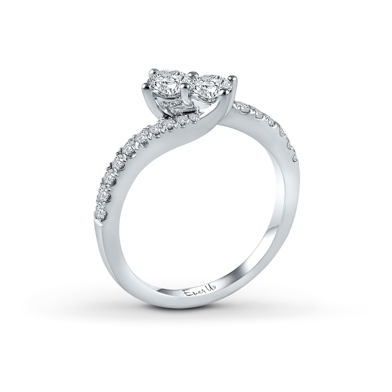 Main Image 2 of Previously Owned Ever Us Two-Stone Anniversary Ring 3/4 ct tw Round-cut Diamonds 14K White Gold - Size 9.75