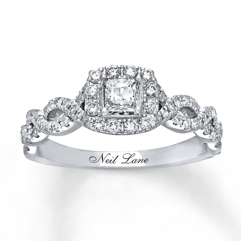 Previously Owned Neil Lane Engagement Ring 5/8 ct tw Princess-cut 14K White Gold - Size 5