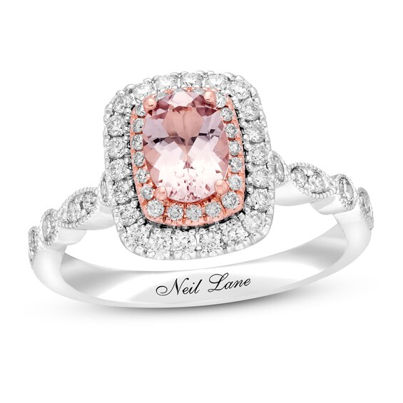 Previously Owned Neil Lane Morganite Engagement Ring 5/8 ct tw Round-cut Diamonds 14K Gold