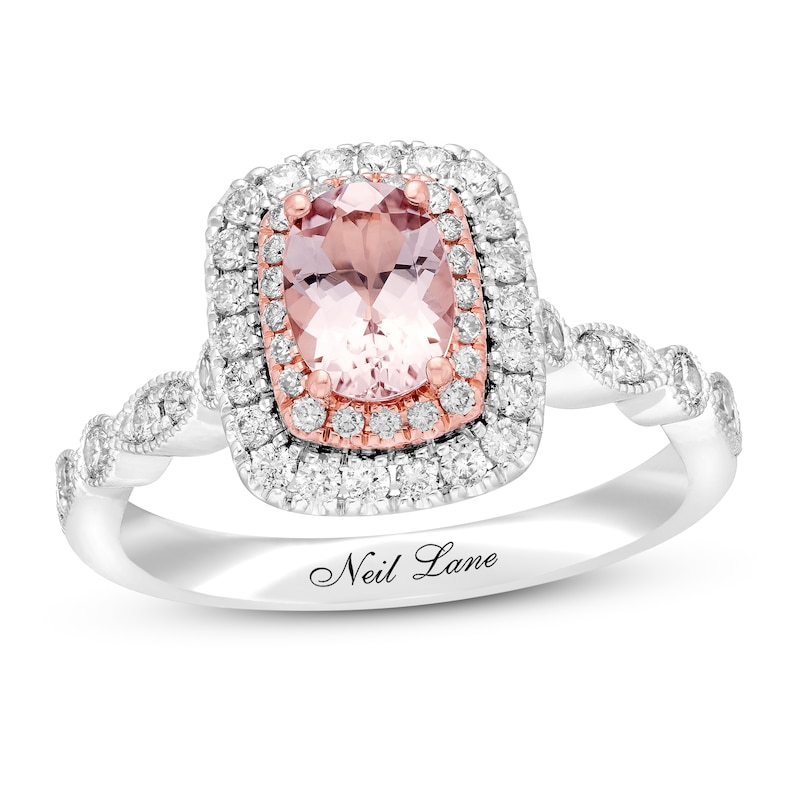 Main Image 1 of Previously Owned Neil Lane Morganite Engagement Ring 5/8 ct tw Round-cut Diamonds 14K Gold