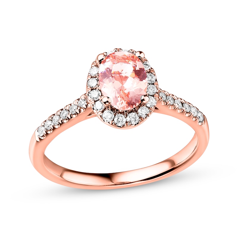 Previously Owned Morganite Engagement Ring 1/4 ct tw Round-cut Diamonds 14K Rose Gold