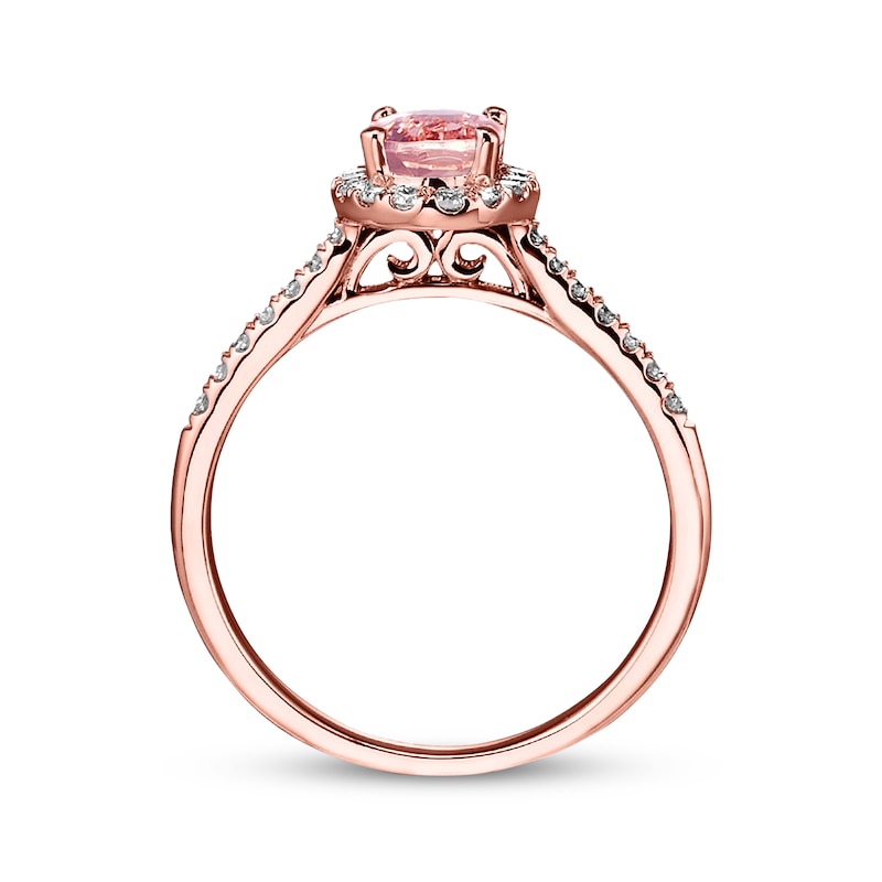 Previously Owned Morganite Engagement Ring 1/4 ct tw Round-cut Diamonds 14K Rose Gold