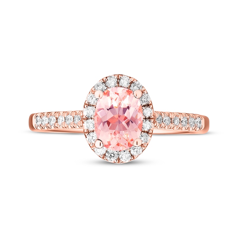 Previously Owned Morganite Engagement Ring 1/4 ct tw Round-cut Diamonds 14K Rose Gold