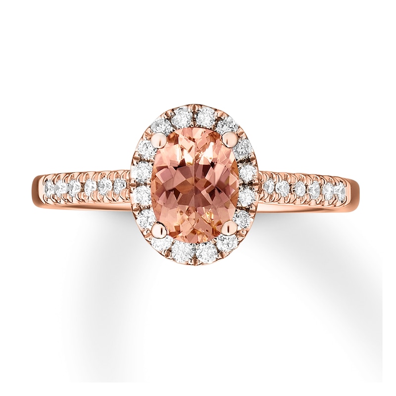 Main Image 5 of Previously Owned Morganite Engagement Ring 1/4 ct tw Round-cut Diamonds 14K Rose Gold