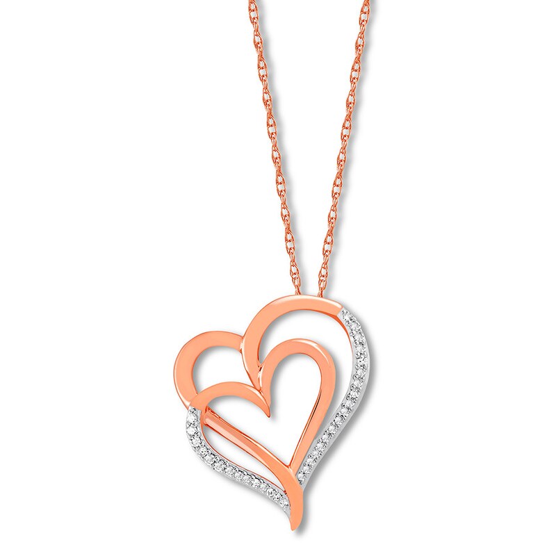 Previously Owned Diamond Heart Necklace 1/15 ct tw Round-cut 10K Rose Gold