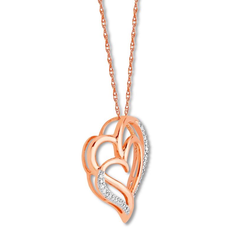 Previously Owned Diamond Heart Necklace 1/15 ct tw Round-cut 10K Rose Gold