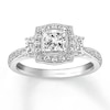 Thumbnail Image 0 of Previously Owned Diamond Engagement Ring 7/8 ct tw Princess & Round-cut 14K White Gold