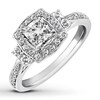 Thumbnail Image 4 of Previously Owned Diamond Engagement Ring 7/8 ct tw Princess & Round-cut 14K White Gold