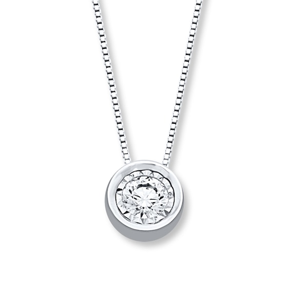 Previously Owned Diamond Solitaire Necklace 1/2 Carat 10K White Gold