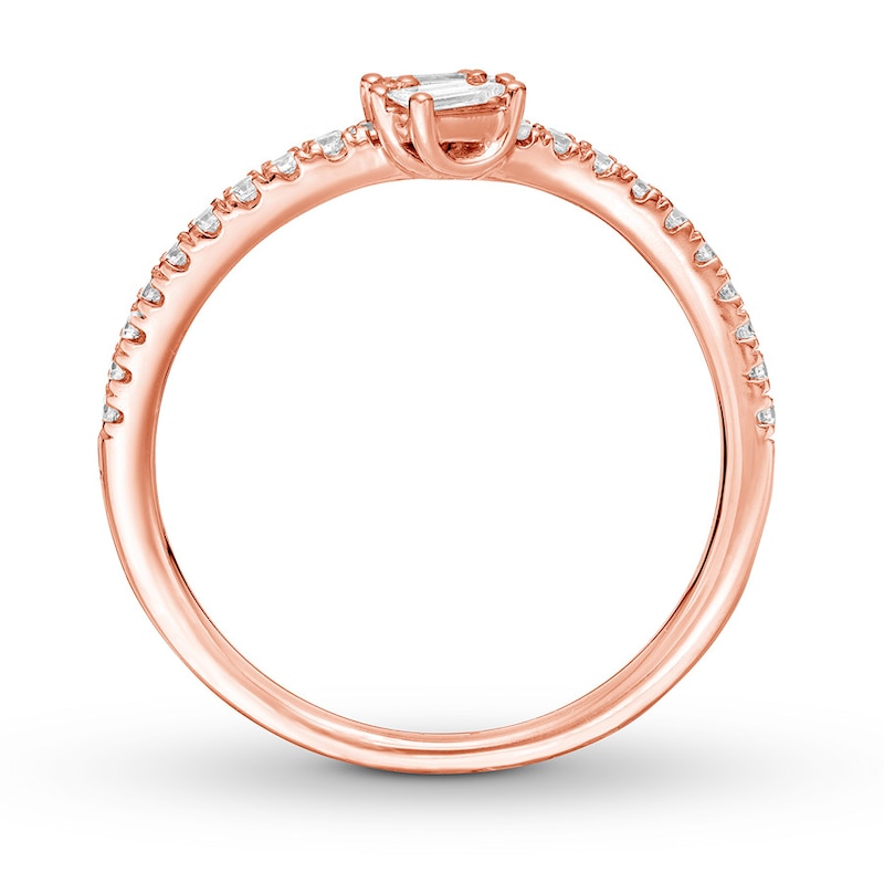 Main Image 2 of Previously Owned Ever Us Diamond Ring 1/4 ct tw Baguette & Round 10K Rose Gold