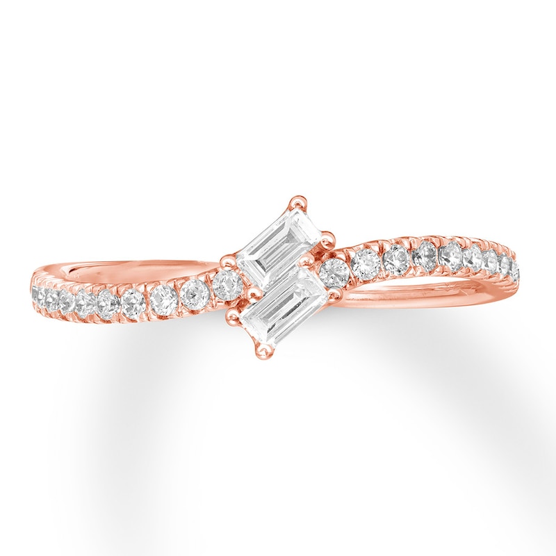 Main Image 4 of Previously Owned Ever Us Diamond Ring 1/4 ct tw Baguette & Round 10K Rose Gold