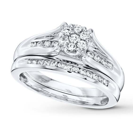 Previously Owned Diamond Bridal Set 1/2 ct tw Round-cut 10K White Gold