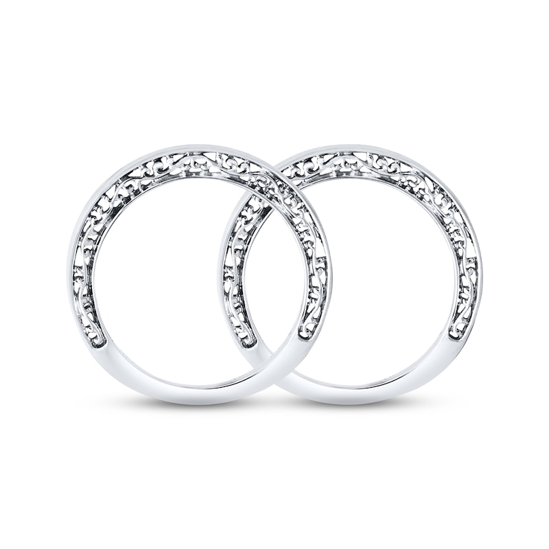 Main Image 2 of Previously Owned Scroll-Work Double Wedding Band 14K White Gold