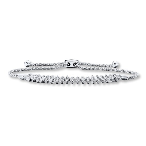 Previously Owned Diamond Bolo Bracelet 1/4 ct tw Round-cut Sterling Silver 9.5"