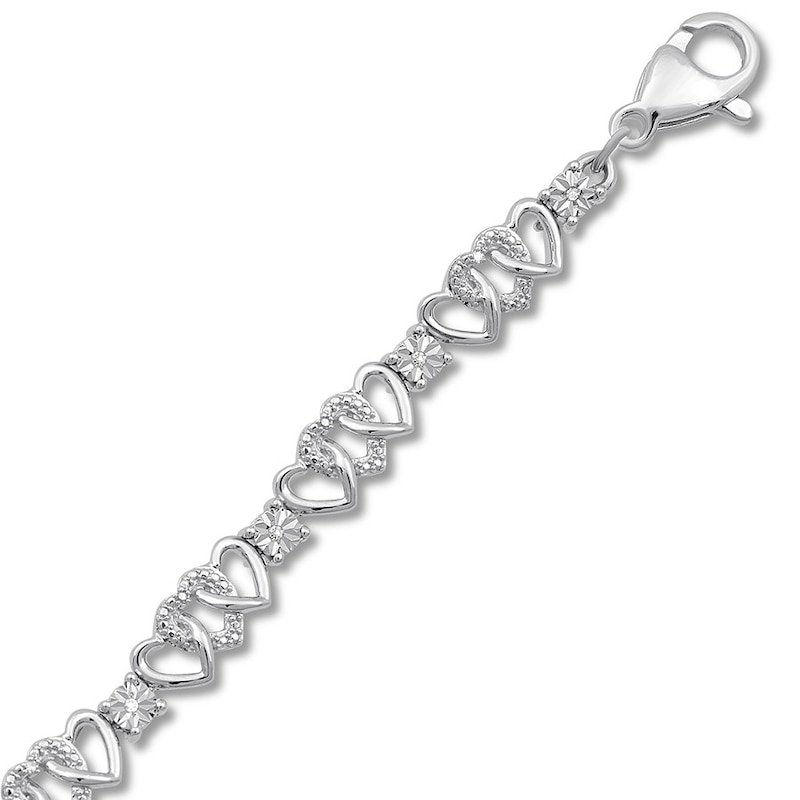 Main Image 2 of Previously Owned Diamond Heart Bracelet 1/20 ct tw Sterling Silver