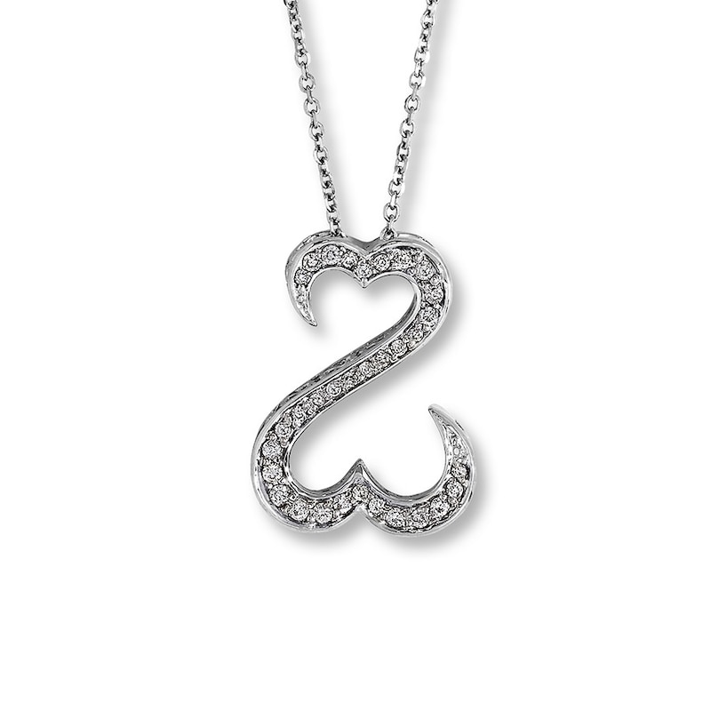 Main Image 2 of Previously Owned Heart Necklace 1/4 ct tw Diamonds 10K White Gold