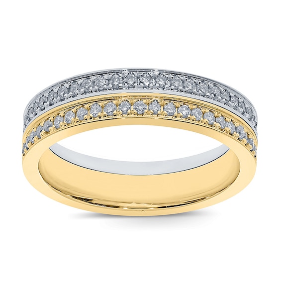Previously Owned Men's Diamond Spinning Wedding Band 1 ct tw Round-cut 14K Two-Tone Gold 10