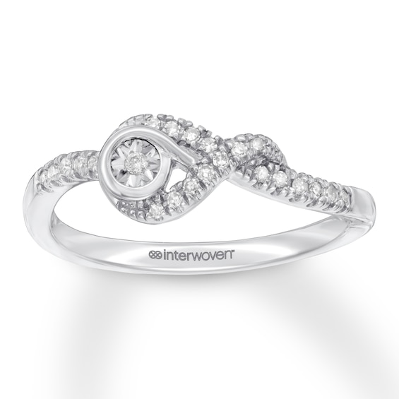 Previously Owned Interwoven Diamond Ring 1/10 ct tw Round-cut Sterling Silver