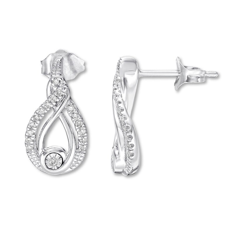 Main Image 1 of Previously Owned Interwoven Diamond Earrings 1/8 ct tw Round-cut Sterling Silver