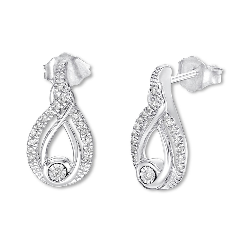 Main Image 2 of Previously Owned Interwoven Diamond Earrings 1/8 ct tw Round-cut Sterling Silver