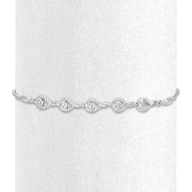 Main Image 2 of Previously Owned Interwoven Diamond Bolo Bracelet 1/20 ct tw Sterling Silver 9.5&quot;