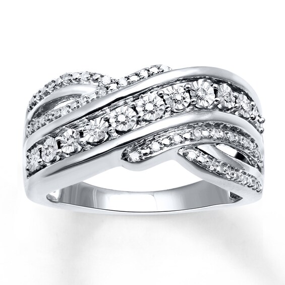 Previously Owned Diamond Ring 1/10 ct tw Round-cut Sterling Silver Size 5