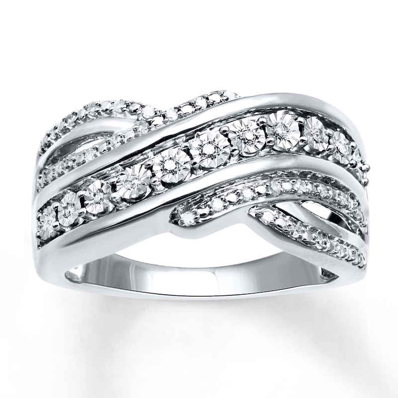 Main Image 1 of Previously Owned Diamond Ring 1/10 ct tw Round-cut Sterling Silver - Size 5