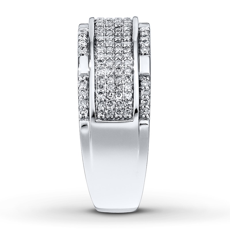 Main Image 3 of Previously Owned Men's Band 1/2 ct tw Round-cut Diamonds 10K White Gold - Size 6