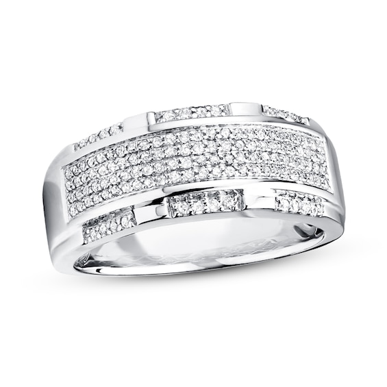 Previously Owned Men's Band 1/2 ct tw Round-cut Diamonds 10K White Gold Size