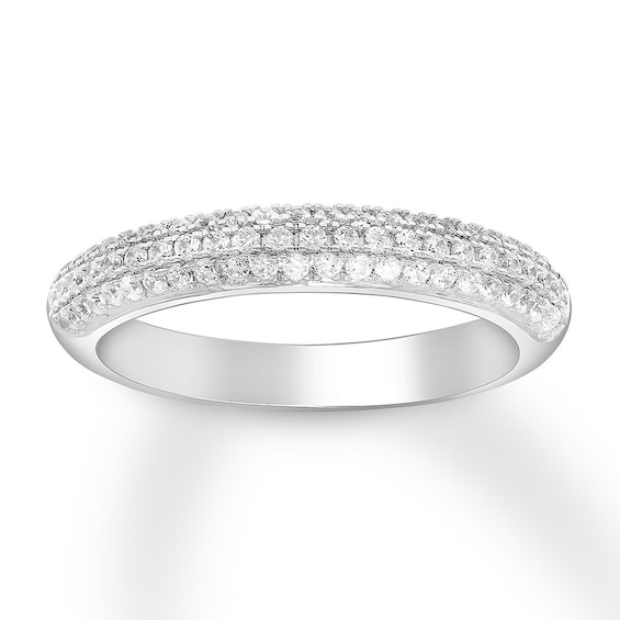 Previously Owned Diamond Wedding Band 3/8 ct tw Round-cut 14K White Gold Size 10