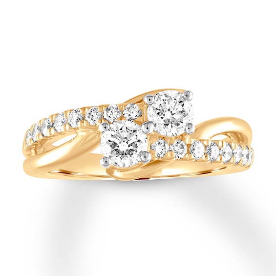 Previously Owned Ever Us Two-Stone Diamond Anniversary Ring 1 ct tw Round-cut 14K Yellow Gold Size 10