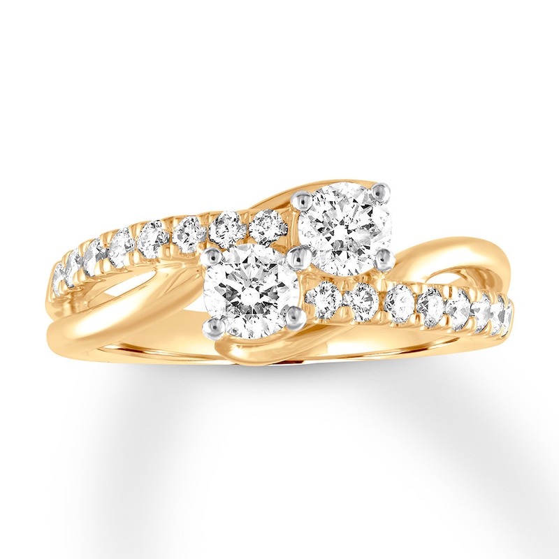 Previously Owned Ever Us Two-Stone Diamond Anniversary Ring 1 ct tw Round-cut 14K Yellow Gold