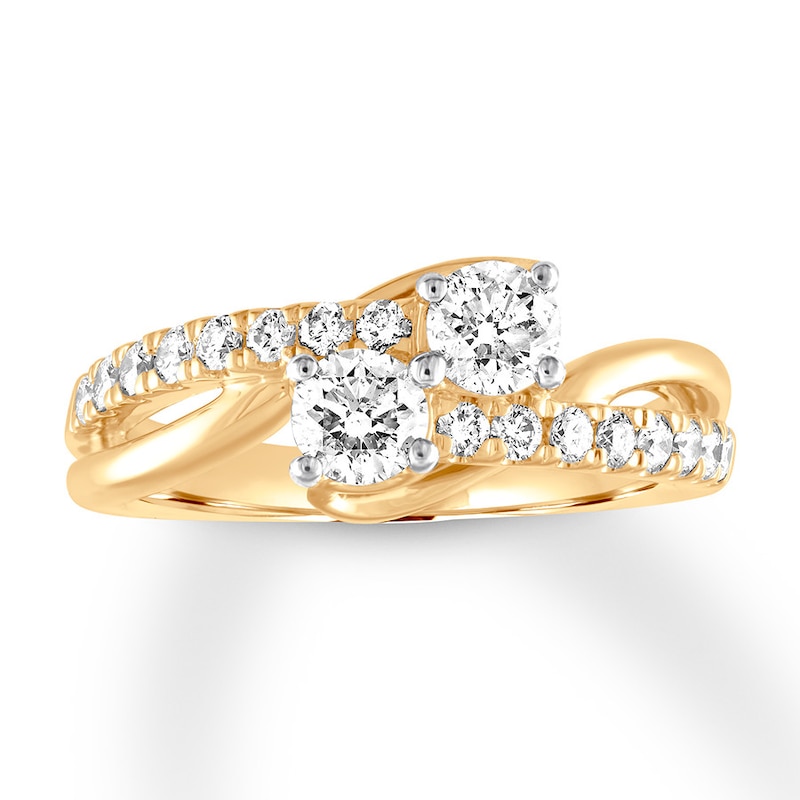 Previously Owned Ever Us Two-Stone Diamond Anniversary Ring 1 ct tw Round-cut 14K Yellow Gold - Size 10